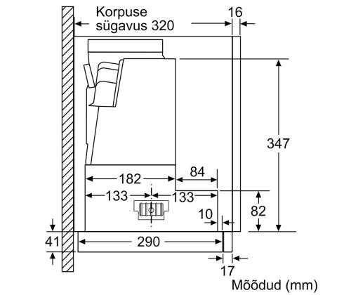 Bosch, 728 m³/h, laius 59,8 cm, hõbedane - Integreeritav õhupuhasti