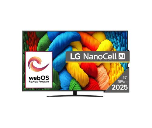 LG NANO81 AI, 75'', LED LCD, NanoCell, musta - Televisio