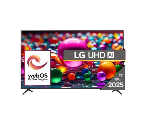 LG UHD AI UA75, 75'', 4K UHD, LED LCD, musta - TV-laite
