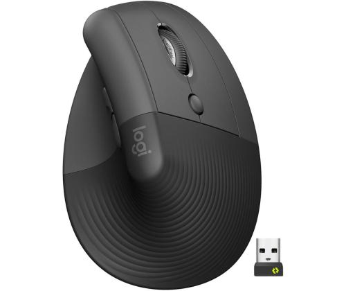 Logitech Lift Vertical Ergonomic Mouse, äänetön, musta - Langaton optinen hiiri - Langaton optinen hiiri