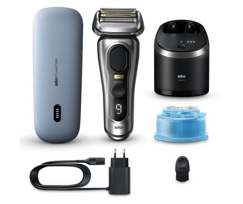 Braun Series 9 Pro+ Wet & Dry, 6-osainen SmartCare-keskus ja PowerCase-matkalaukku, hopea - Pardel