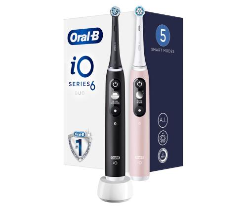 Braun Oral-B iO6, 2 kpl, musta/pinkki - Sähköhammasharjasarja