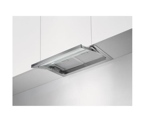 Electrolux, 600 m³/h, leveys 56 cm, ruostumaton teräs - Integroitu liesituuletin