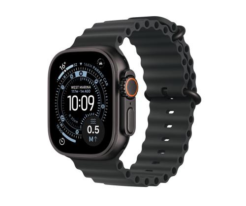 Apple Watch Ultra 3, 49 mm, Ocean Band, musta titaani / musta - Älykello - Smartwatch