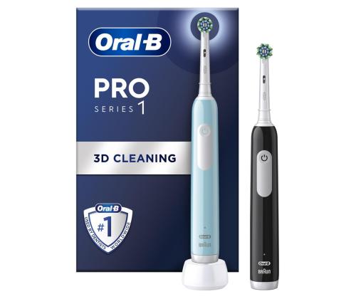 Braun Oral-B Pro Seeria 1, 2 tk, sininen/must - Elektriliste hambaharjade komplekt