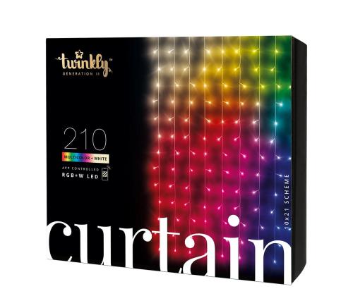 Twinkly Curtain, Jouluverho, 210 LED, IP44, musta - Älykkäät jouluvalot