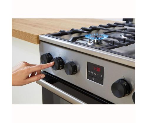 Gorenje, 70 L, leveys 50 cm, valkoinen - Kaasuliesi, jossa on sähköuuni