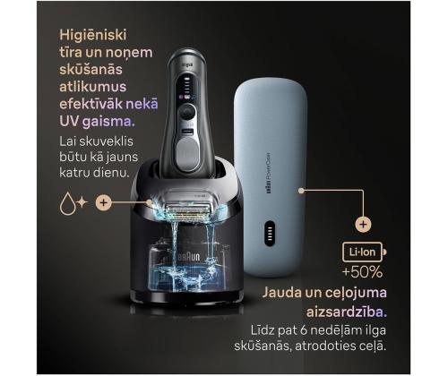 Braun Series 9 Pro+ Wet & Dry, 6-osainen SmartCare-keskus ja PowerCase-matkalaukku, tummanharmaa - Pardel