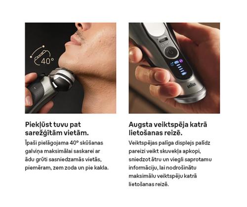 Braun Series 9 Pro+ Wet & Dry, 6-osainen SmartCare-keskus ja PowerCase-matkalaukku, tummanharmaa - Pardel