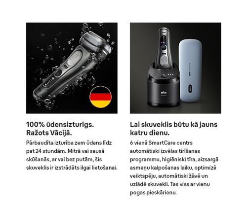 Braun Series 9 Pro+ Wet & Dry, 6-osainen SmartCare-keskus ja PowerCase-matkalaukku, tummanharmaa - Pardel