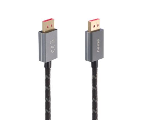 Hama DisplayPort, 8K, 2 m, harmaa - Kaapeli