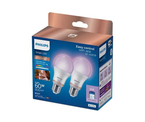 Philips Wiz Full Color Smart LED-lamppu, E27, 2 kpl, valkoinen - LED-valaisin