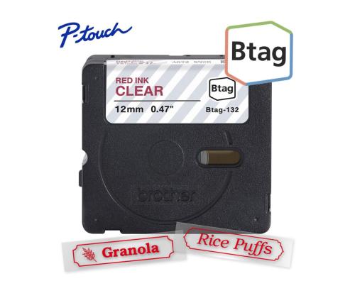 Brother Btag 132, 4m, punainen/läpinäkyvä - Merkintäteippi