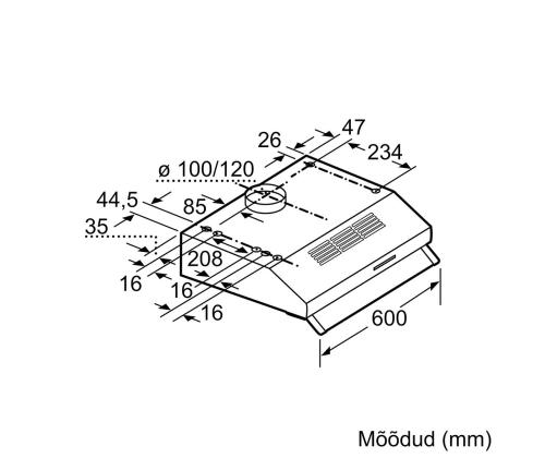 Bosch, 350 m³/h, leveys 60 cm, ruostumaton teräs - Ilmanpuhdistin