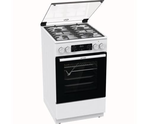 Gorenje, 70 L, leveys 50 cm, valkoinen - Kaasuliesi, jossa on sähköuuni