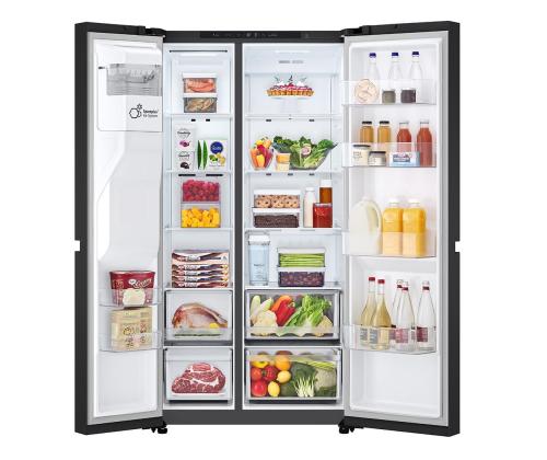 LG, Vesi- ja jääannostelija, 641 L, korkeus 179 cm, musta - SBS-Külmik