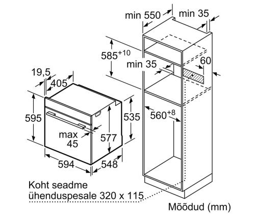Bosch, Series 8, pyrolyyttinen puhdistus, 71 L, valkoinen - Integroitu uuni