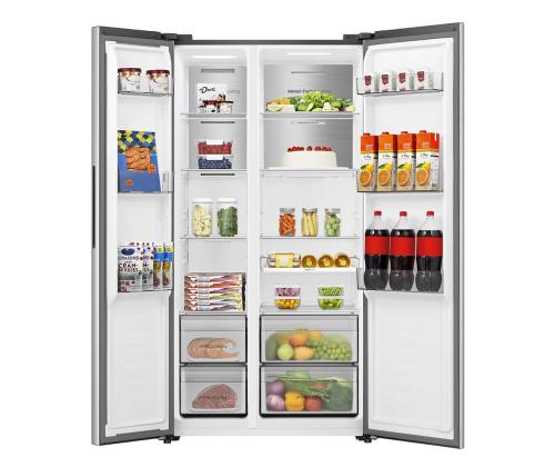 Hisense, NoFrost, 527 L, korkeus 179 cm, harmaa - SBS-jääkaappi