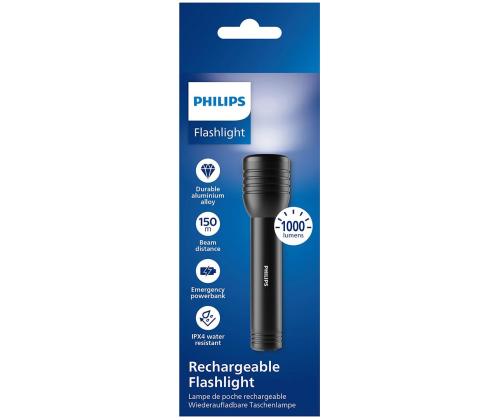 Philips Taskulamppu, 1000 lm, musta - Taskulamppu valaisin