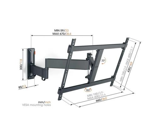 Vogel´s TVM 3643 Full-Motion, 180º, 40´´ - 77´´, musta - TV-seinäteline