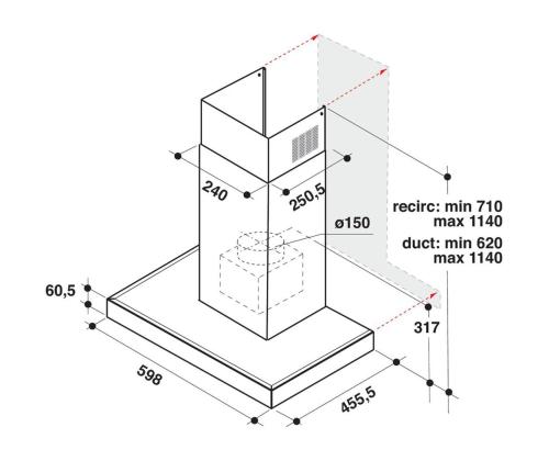 Whirlpool, 730 m³/h, leveys 59,8 cm, ruostumaton teräs - Ilmanpuhdistin