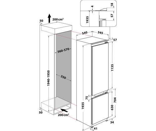 Integroitu jääkaappi WHIRLPOOL (194 cm)