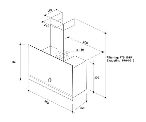 Poreallas, 485 m³/h, laius 60 cm, must - Õhupuhasti