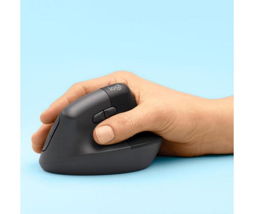 Logitech Lift Vertical Ergonomic Mouse, äänetön, musta - Langaton optinen hiiri - Langaton optinen hiiri