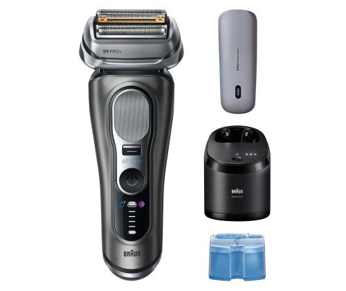 Braun Series 9 Pro+ Wet & Dry, 6-osainen SmartCare-keskus ja PowerCase-matkalaukku, tummanharmaa - Pardel