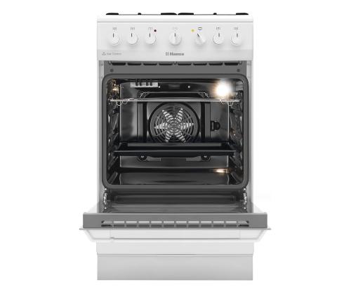 Hansa, 62 L, leveys 50 cm, valkoinen - Kaasuliesi sähköuunilla