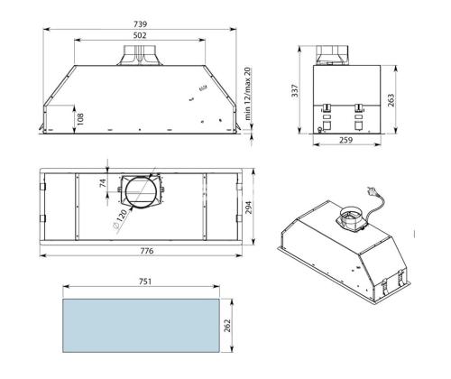 Falmec, 800 m³/h, laius 53,1 cm, roostevaba teräs - Integreeritav õhupuhasti