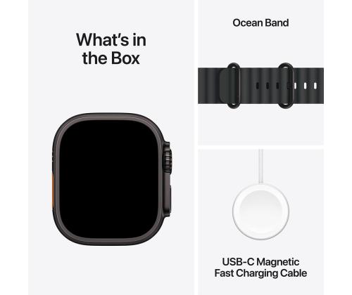 Apple Watch Ultra 3, 49 mm, Ocean Band, musta titaani / musta - Älykello - Smartwatch