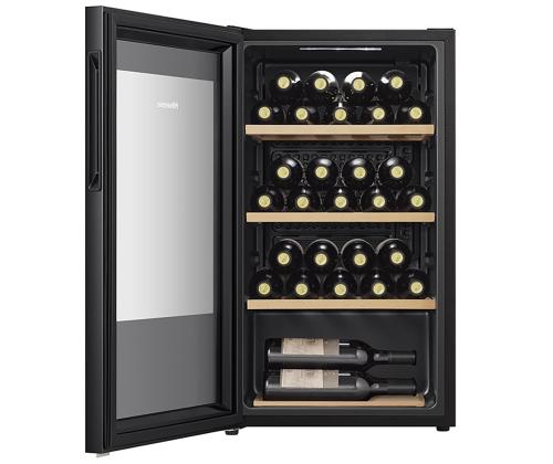 Hisense, kapasiteetti: 30 pulloa, musta - Viinijääkaappi