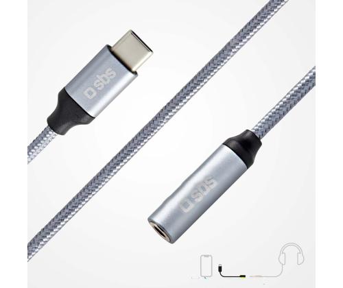 SBS, USB-C - 3,5 mm jakki, tummanharmaa - Sovitin
