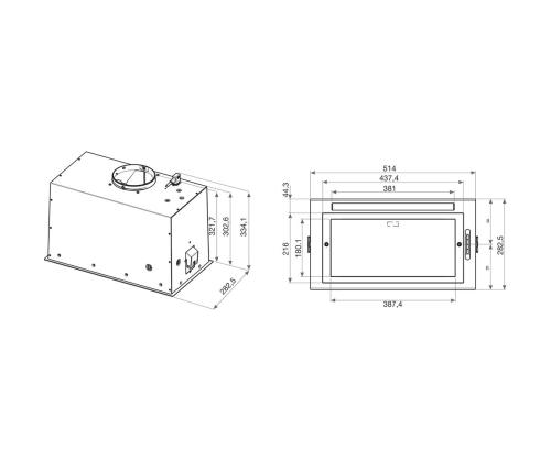 Whirlpool, 395 m³/h, leveys 51,4 cm, ruostumaton teräs - Integroitu liesituuletin