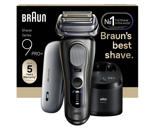 Braun Series 9 Pro+ Wet & Dry, 6-osainen SmartCare-keskus ja PowerCase-matkalaukku, tummanharmaa - Pardel