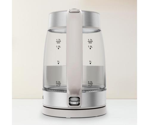 Tefal, 1,7 L, harmaa - Lasinen vedenkeitin