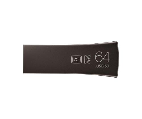 SAMSUNG BAR Plus, USB 3.1, 64 Gt, titaaninharmaa - Muistitikku
