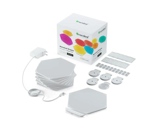 Nanoleaf Shapes Hexagons, 9 paneelia, valkoinen - Älykäs kevyt aloitussarja