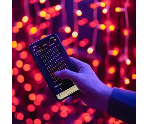 Twinkly Curtain, Jouluverho, 210 LED, IP44, musta - Älykkäät jouluvalot