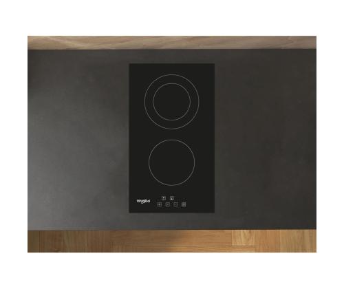 Whirlpool, domino, leveys 30 cm, musta - Integroitu keraaminen keittotaso