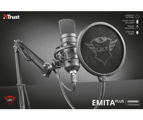 Trust Emita Plus, USB, must - Mikrofon