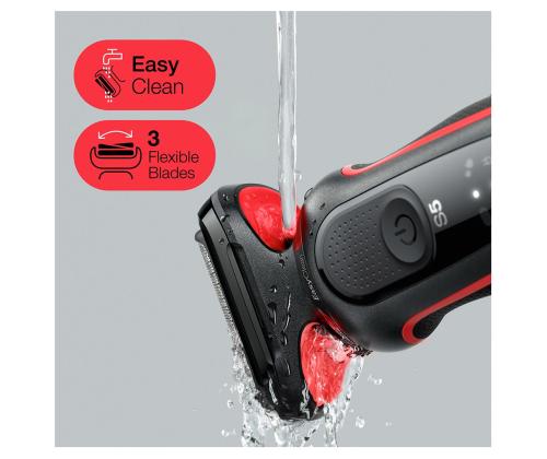 Braun Series 5, Wet & Dry, musta/punainen - Parranajokone