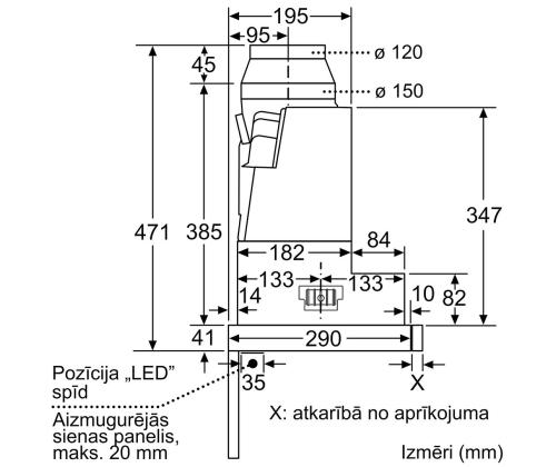 Bosch, 728 m³/h, laius 59,8 cm, hõbedane - Integreeritav õhupuhasti