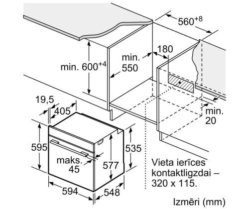 Bosch, Series 8, pyrolyyttinen puhdistus, 71 L, valkoinen - Integroitu uuni