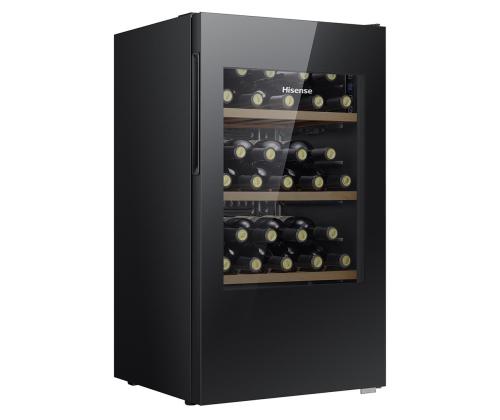 Hisense, kapasiteetti: 30 pulloa, musta - Viinijääkaappi