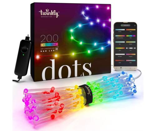 Twinkly Dots, 200 LED, IP20, 10 m, läpinäkyvä - Älykäs nauhavalaisin