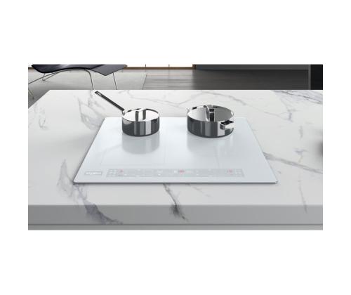 Poreallas, leveys 59 cm, kehyksetön, valkoinen - Integroitu induktioliesi