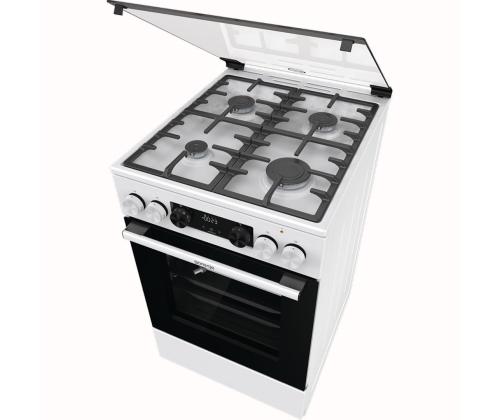 Gorenje, 70 L, leveys 50 cm, valkoinen - Kaasuliesi, jossa on sähköuuni