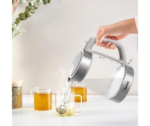 Tefal, 1,7 L, harmaa - Lasinen vedenkeitin